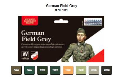 Vallejo 70181 German Field Gray Uniforms 8x17ml.