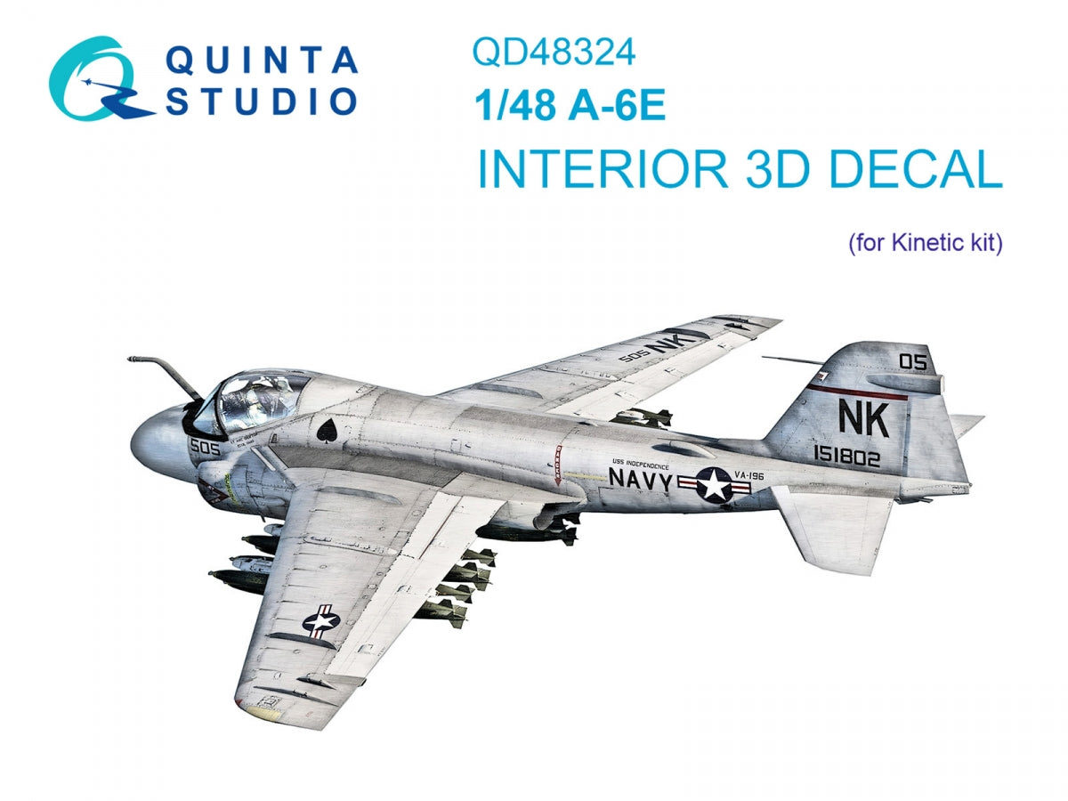 Quinta Studio QD48324 A-6E 3D-Printed colored Interior on decal paper (Kinetic) 1/48