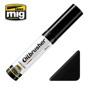 AMMO of Mig Jimenez 3500 Oilbrusher Black - oil paint with brush