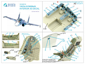 Quinta Studio QD48018 Su-34 3D-Printed colored Interior on decal paper (KittyHawk) 1/48 – image 2