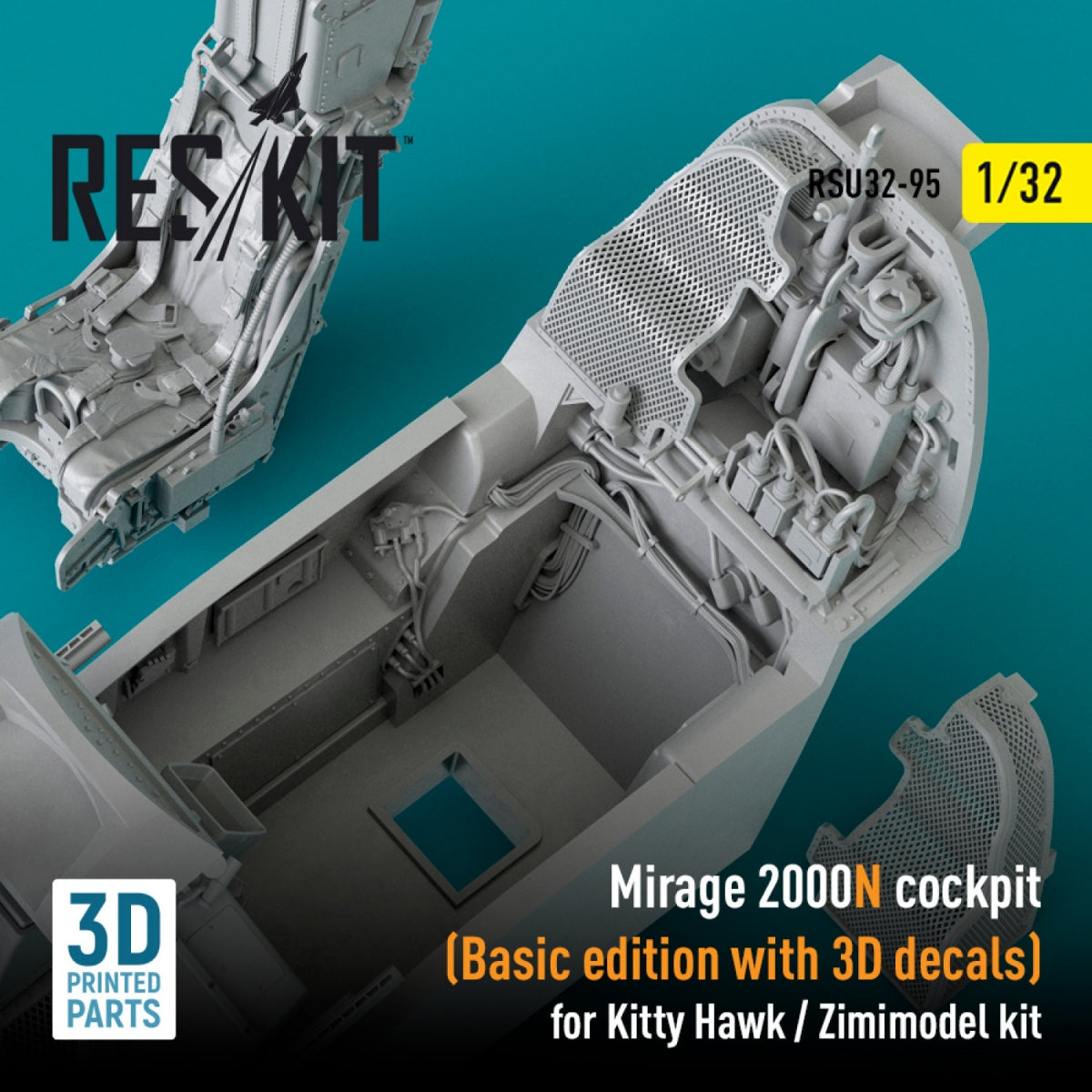 RESKIT RSU32-0095 MIRAGE 2000N COCKPIT (BASIC EDITION WITH 3D DECALS) FOR KITTY HAWK / ZIMIMODEL KIT (3D PRINTED) 1/32 – Bild 2