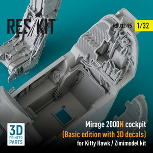 RESKIT RSU32-0095 MIRAGE 2000N COCKPIT (BASIC EDITION WITH 3D DECALS) FOR KITTY HAWK / ZIMIMODEL KIT (3D PRINTED) 1/32 – Bild 2