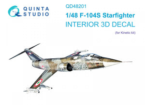 Quinta Studio QD48201 F-104S 3D-Printed &amp;amp; colored Interior on decal paper (Kinetic) 1/48