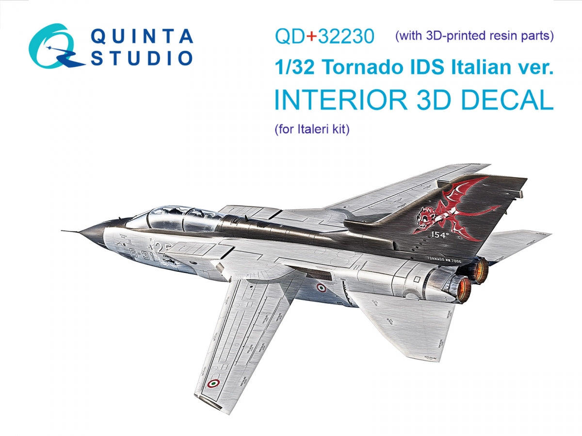 Quinta Studio QD+32230 Tornado IDS Italian 3D-Printed &amp;amp; colored Interior on decal paper (Italeri) (with 3D-printed resin parts) 1/32