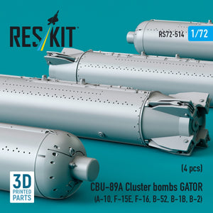 RESKIT RS72-0514 CBU-89A cluster bombs GATOR (4 pcs) (3D Printed) 1/72 – image 2
