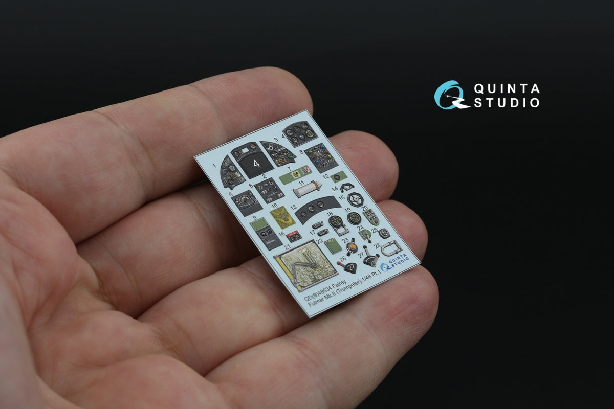 Quinta Studio QD48534 Fairey Fulmar Mk.II 3D-Printed &amp;amp; colored Interior on decal paper (Trumpeter) 1/48 – obrázek 6