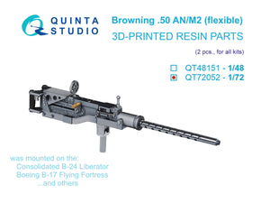 Quinta Studio QT72052 Browning .50 AN_M2 (flexible) Machine Gun, 2 pcs (for all kits) 1/72