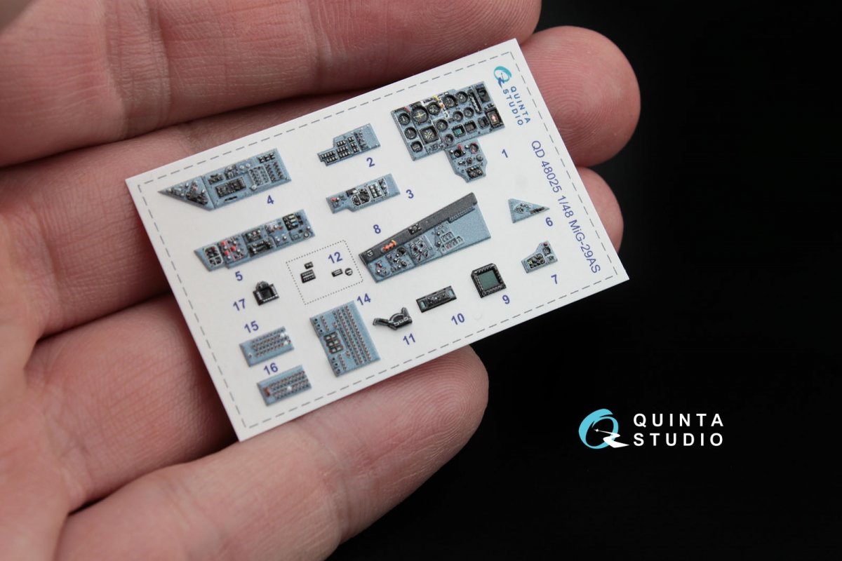 Quinta Studio QD48025 MiG-29AS (Slovak AF version) 3D-Printed &amp;amp; colored Interior on decal paper (for GWH kits) 1/48 – imagen 4