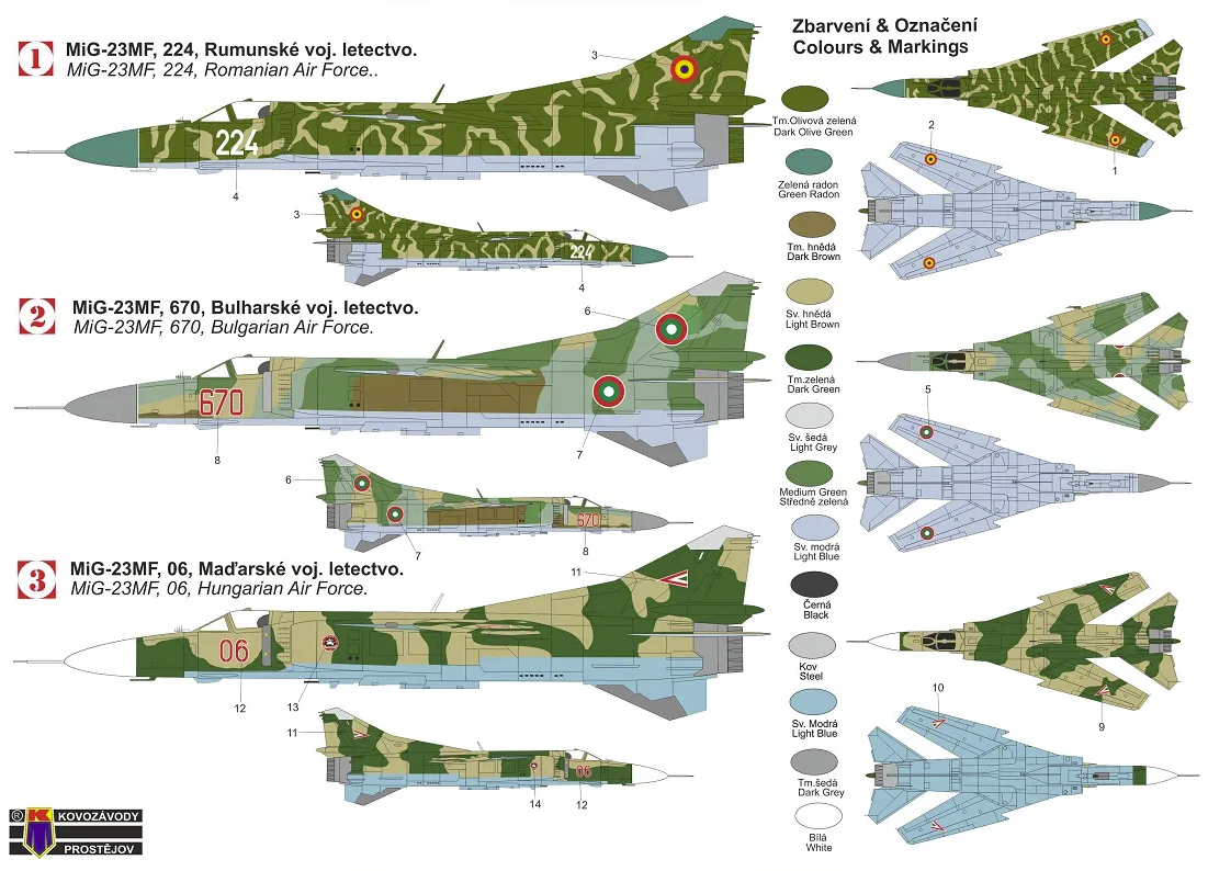 Kovozavody Prostejov KPM0287 MiG-23MF &amp;quot;Danubian Floggers&amp;quot; 1/72 – obrázek 2