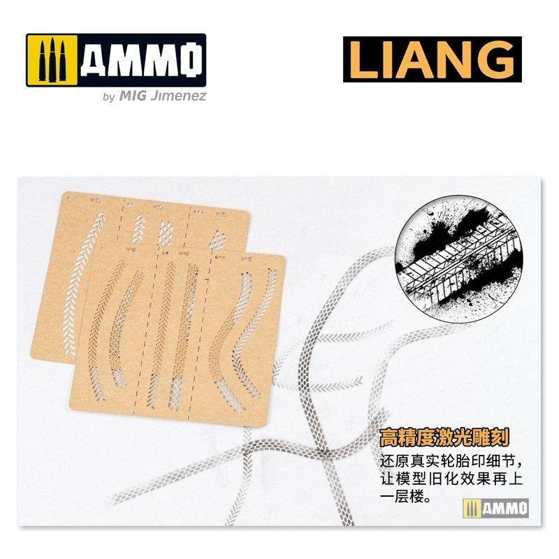 Liang 0011 Tire Tracks Effects Airbrush Stencils B – image 3