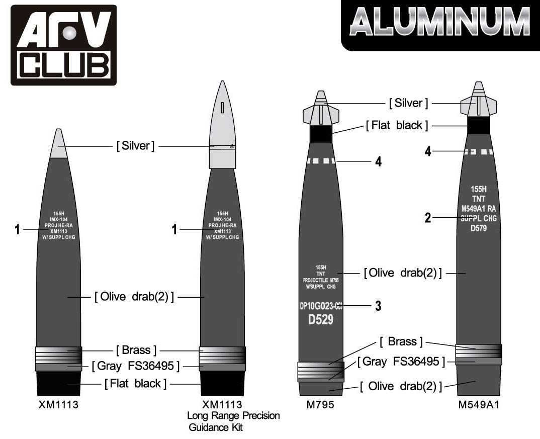AFV Club AG35056 Aluminum PGK Series 155mm Artillery Shell 1/35 – Bild 3
