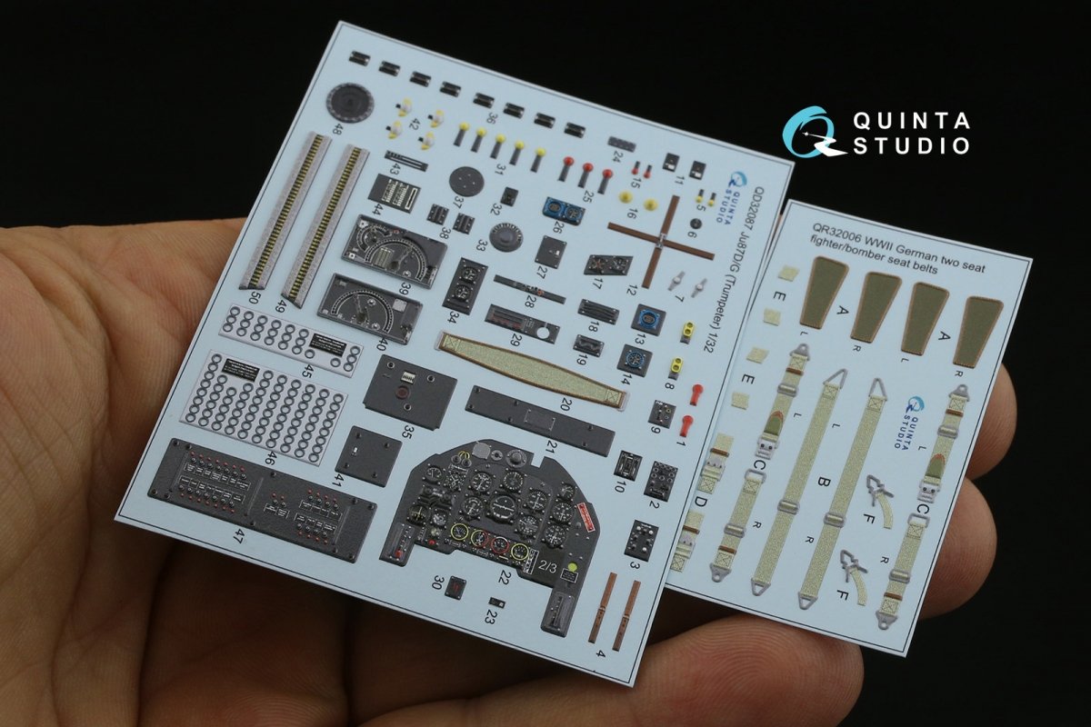 Quinta Studio QD32087 Ju87 D/G 3D-Printed &amp;amp; colored Interior on decal paper (Trumpeter) 1/32 – imagen 14