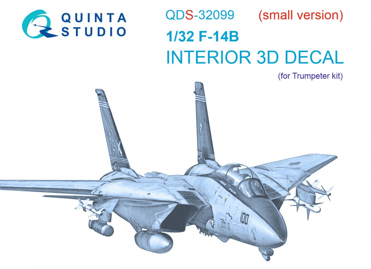 Quinta Studio QDS-32099 F-14B 3D-Printed &amp; colored Interior on decal paper (Trumpeter) (Small version) 1/32