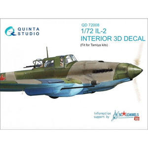 Quinta Studio QD72008 IL-2 Shturmovik 3D-Printed &amp;amp; colored Interior on decal paper (for Tamiya kit) 1/72