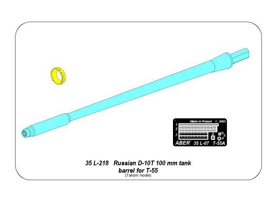 Aber 35L-218 Russian D-10T 100mm tank barrel for T-54/T-55 for TAKOM model 1/35 – image 6