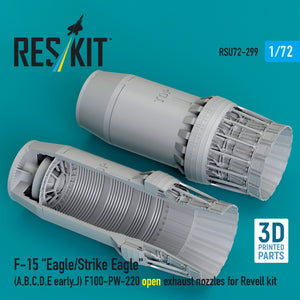 RESKIT RSU72-0299 F‑15 "Eagle/Strike Eagle" (A, B, C, D, E early, J) F100-PW-220 open exhaust nozzles for Revell kit (3D Printed) 1/72