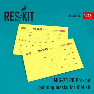 RESKIT RSM48-0016 MIG-25RB PRE-CUT PAINTING MASKS FOR ICM KIT 1/48