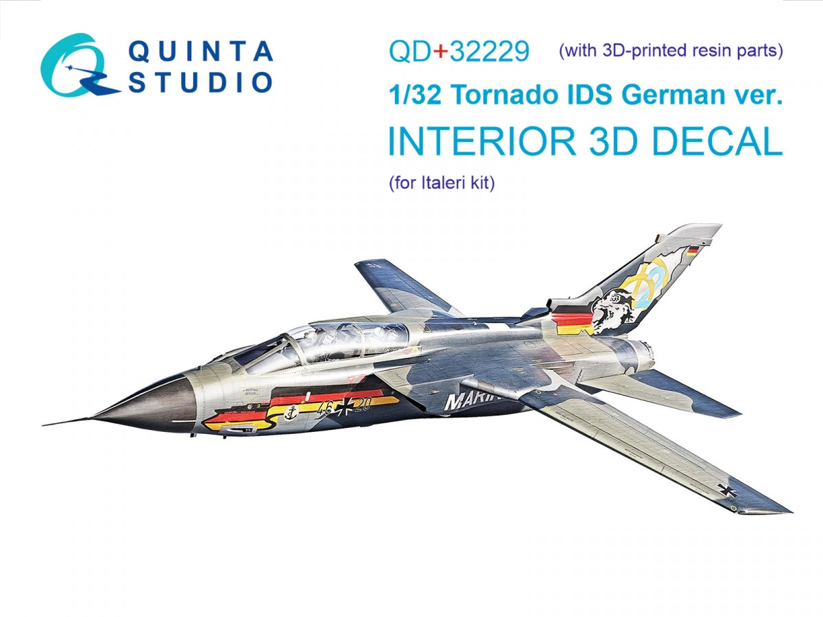 Quinta Studio QD+32229 Tornado IDS German 3D-Printed &amp; colored Interior on decal paper (Italeri) (with 3D-printed resin parts) 1/32