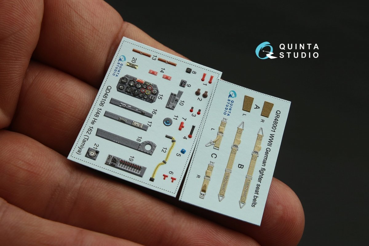 Quinta Studio QD48106 He-162 3D-Printed &amp;amp; colored Interior on decal paper (for Tamiya kit) 1/48 – image 2