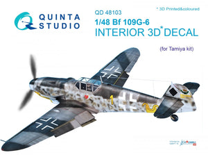 Quinta Studio QD48103 Bf 109G-6 3D-Printed &amp;amp; colored Interior on decal paper (for Tamiya kit) 1/48