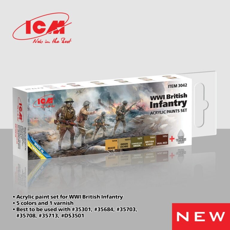 ICM 3042 Acrylic paints set for WWI British Infantry 12 ml x 6