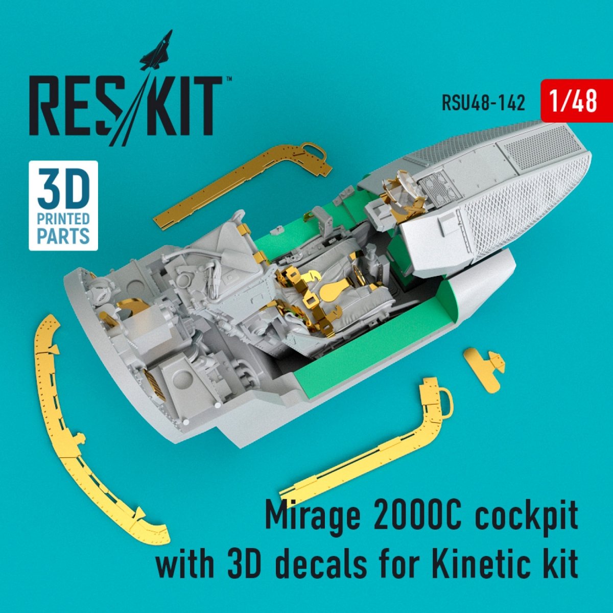 RESKIT RSU48-0142 MIRAGE 2000C COCKPIT WITH 3D DECALS FOR KINETIC KIT 1/48 – Bild 2