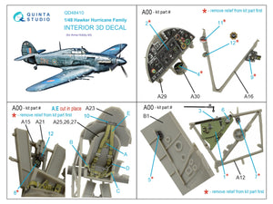 Quinta Studio QD48410 Hurricane family 3D-Printed &amp;amp; colored Interior on decal paper (Arma Hobby) 1/48 – Bild 2