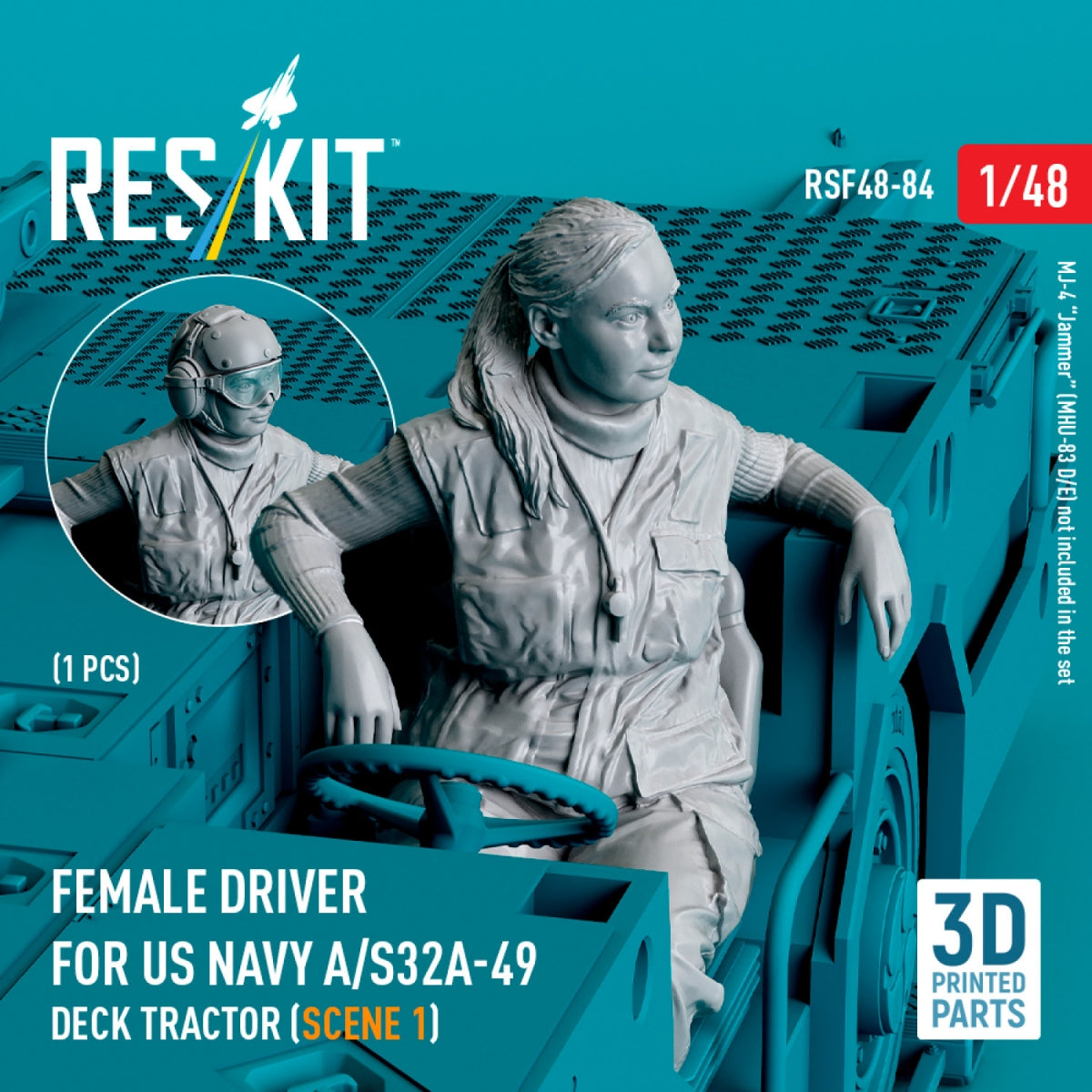 RESKIT RSF48-0084 Female driver for US NAVY A/S32A-49 Deck Tractor (scene 1) (1 pcs) (3D Printed) 1/48 – image 2