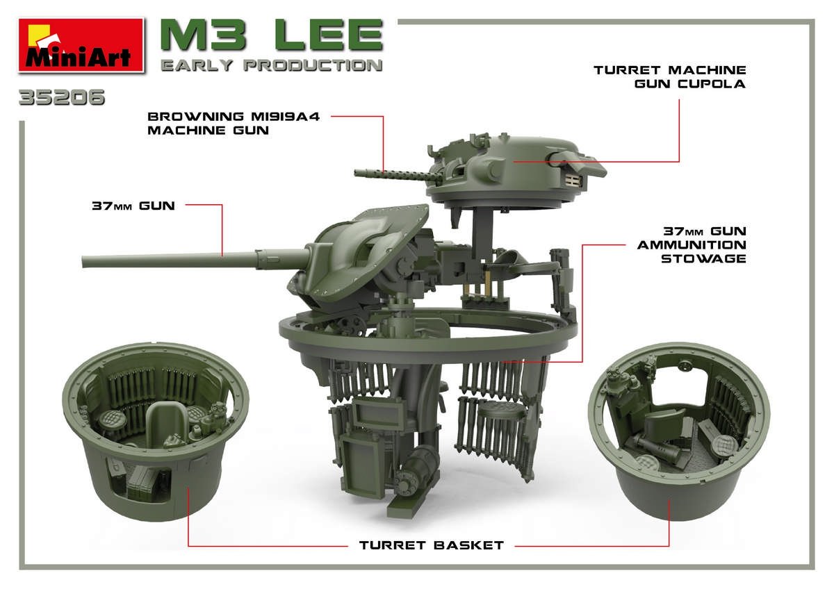 Miniart 35206 M3 Lee early prod. w/interior 1/35 – obrázek 6