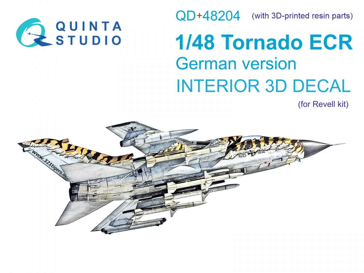 Quinta Studio QD+48204 Tornado ECR German 3D-Printed &amp;amp; colored Interior on decal paper (Revell) (with 3D-printed resin parts) 1/48