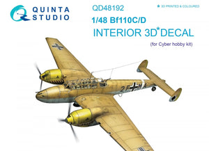 Quinta Studio QD48192 Bf 110C/D 3D-Printed &amp;amp; colored Interior on decal paper (for Cyber-hobby kit) 1/48