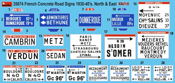 Miniart 35674 French Concrete Road Signs 1930-40&amp;#39;s. North &amp;amp; East 1/35 – Bild 2