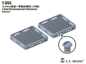 ET Model T-055 2.0mm Flat thread rivet (120 pieces) (rivets)