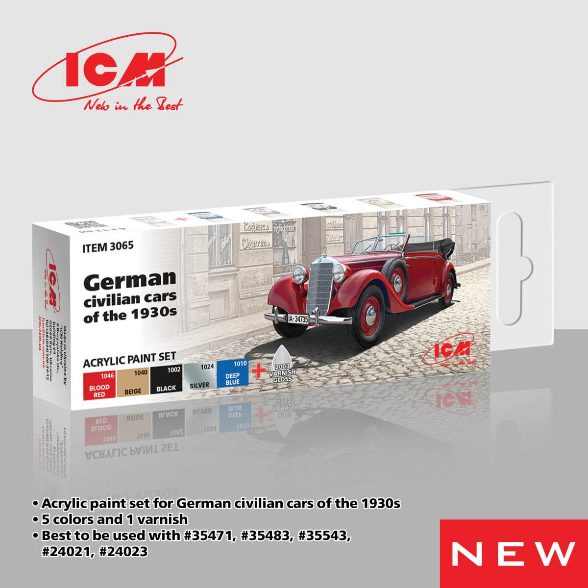 ICM 3065 Acrylic paint set for German civilian cars of the 1930s 12 ml x 6
