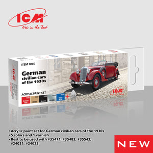 ICM 3065 Acrylic paint set for German civilian cars of the 1930s 12 ml x 6