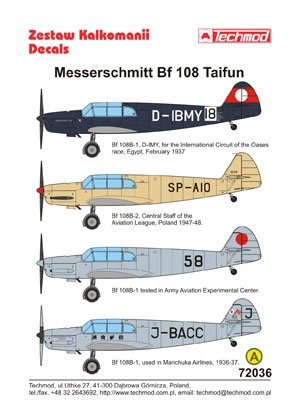 Techmod 72036 - Messerschmitt Bf 108 Taifun 1/72 – obrázek 2