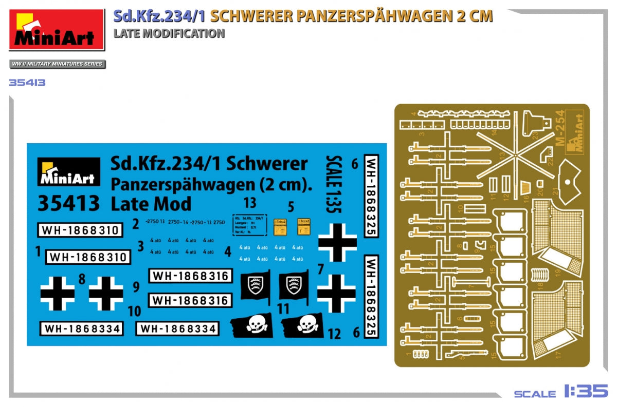 MiniArt 35413 Sd.Kfz.234/1 Schwerer Panzerspähwagen (2 cm). Late Mod 1/35 – obrázek 2