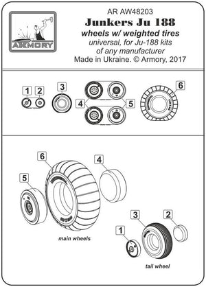 Armory Models AW48203 Junkers Ju 188 wheels w/ weighted tires 1/48 – image 6