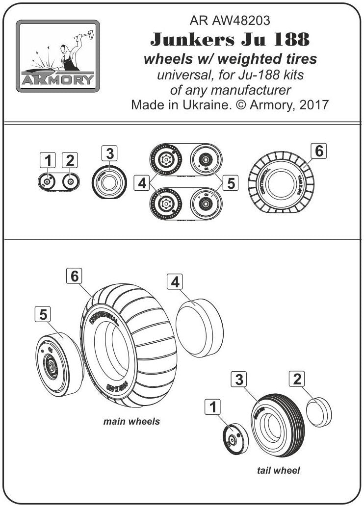 Armory Models AW48203 Junkers Ju 188 wheels w/ weighted tires 1/48 – image 6