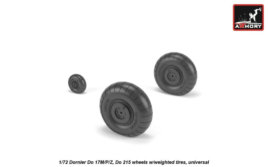 Armory Models AW72205 Dornier Do 17M/P/Z, Do 215 wheels w/weighted tires 1/72 – image 2