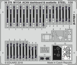Tableau de bord et ceintures de sécurité Eduard 36378 M113A ACAV STEEL AFV CLUB 1/35
