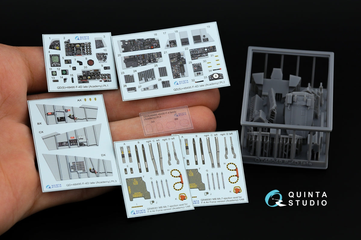 Quinta Studio QD+48495 F-4D late Phantom II 3D-Printed &amp;amp; colored Interior on decal paper (Academy) (with 3D-printed resin parts) 1/48 – immagine 2