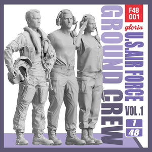 Gloria F48001 Ground Crew US Air Force vol.1 3D Printed Figures x 3 1/48