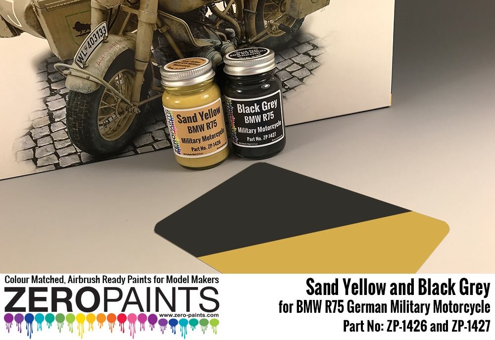 Peinture Zero Paints ZP-1427BLACK BMW R75 Moto Militaire Allemande Noir Gris 60ml