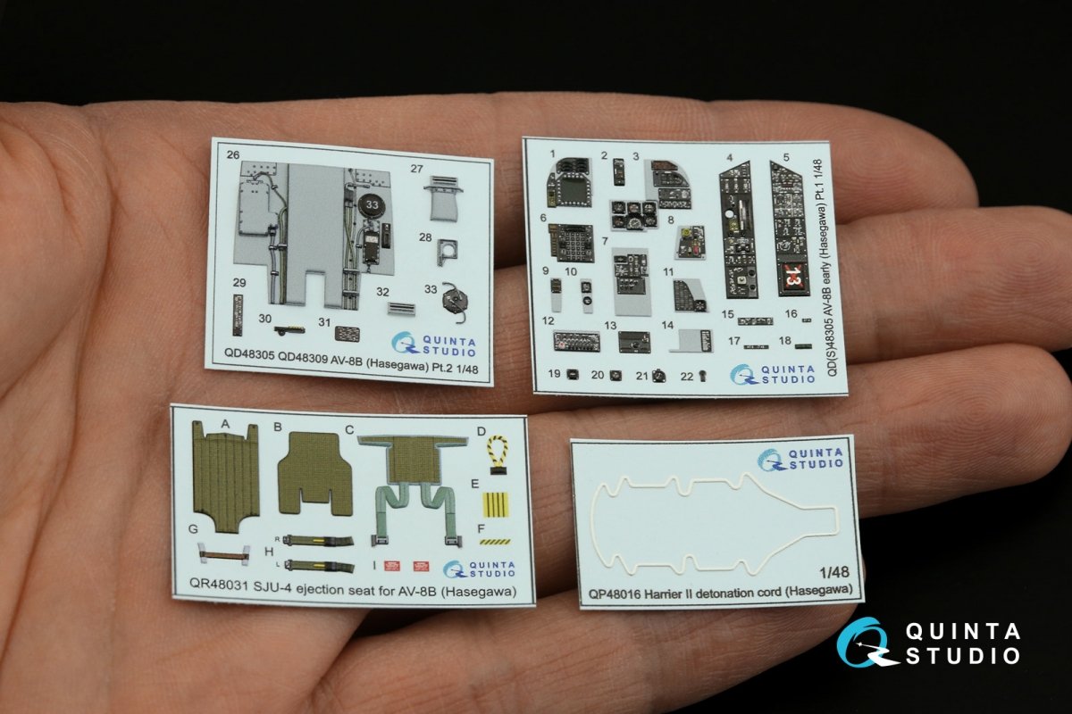 Quinta Studio QD48305 AV-8B Early 3D-Printed &amp;amp; colored Interior on decal paper (Hasegawa) 1/48 – obrázek 2