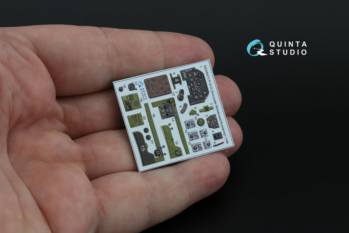 Quinta Studio QD48473 P-51A 3D-Printed colored Interior on decal paper (Accurate Miniatures/Academy) 1/48 – Bild 7