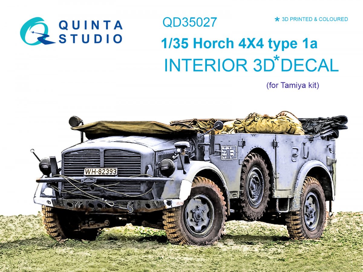 Quinta Studio QD35027 Horch 4X4 type 1a 3D-Printed &amp; colored Interior on decal paper (for Tamiya kit) 1/35
