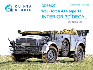 Quinta Studio QD35027 Horch 4X4 type 1a 3D-Printed &amp;amp; colored Interior on decal paper (for Tamiya kit) 1/35