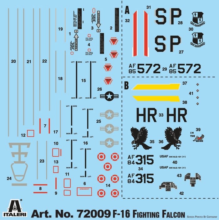 Italeri 72009 F-16 C/D Night Falcon - Complete Set For Modeling 1/72 – Bild 3