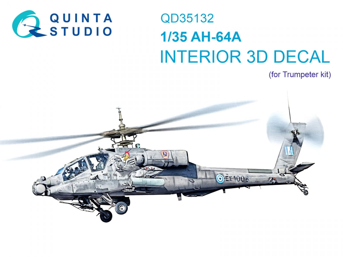 Quinta Studio QD35132 AH-64A 3D-Printed colored Interior on decal paper (Trumpeter) 1/35